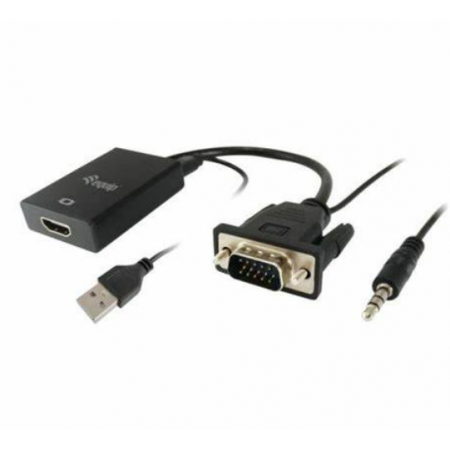 ADAPTADOR EQUIP VGA/HDMI M/F C/ AUDIO PRETO